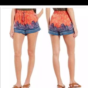 Free People Orange and Blue Shorts